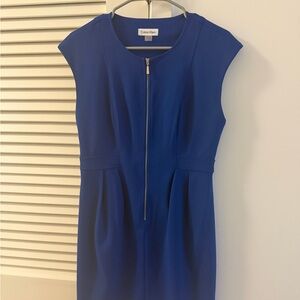 Calvin Klein Cobalt Blue Zip-Front Mini Dress